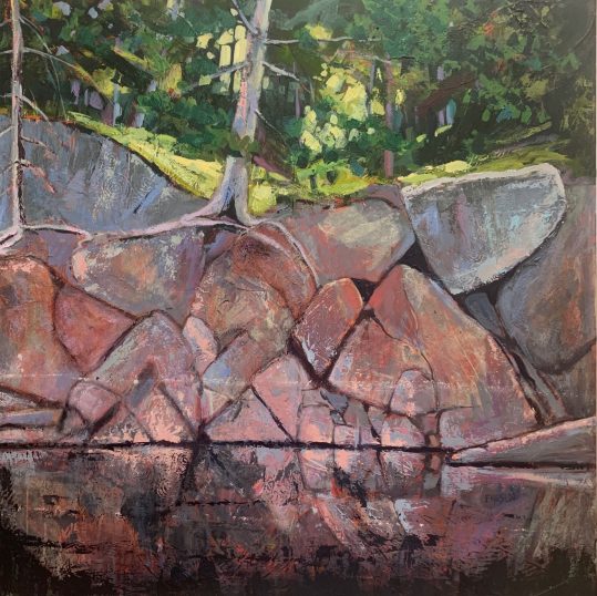 River, Rocks, Reflections Painting by Holly Friesen
