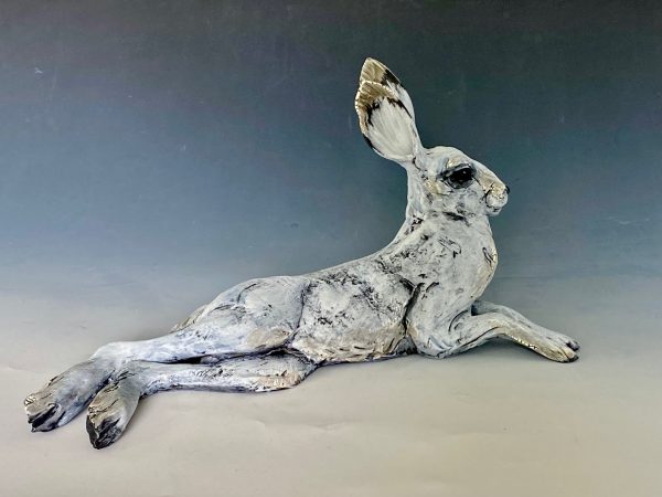 Petite Reclining Hare, Silver