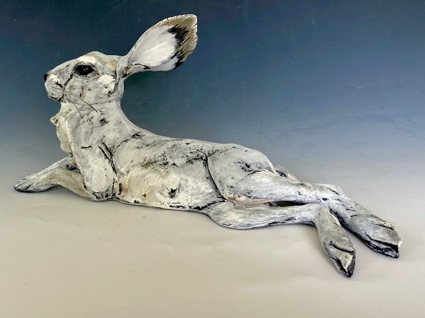 Petite Reclining Hare, Grey
